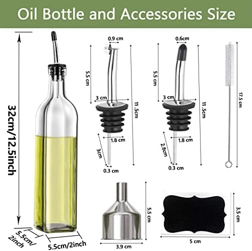 Olive Oil Dispenser Bottle, 2 Pcs Glass Olive Oil Dispenser and Vinegar Dispenser