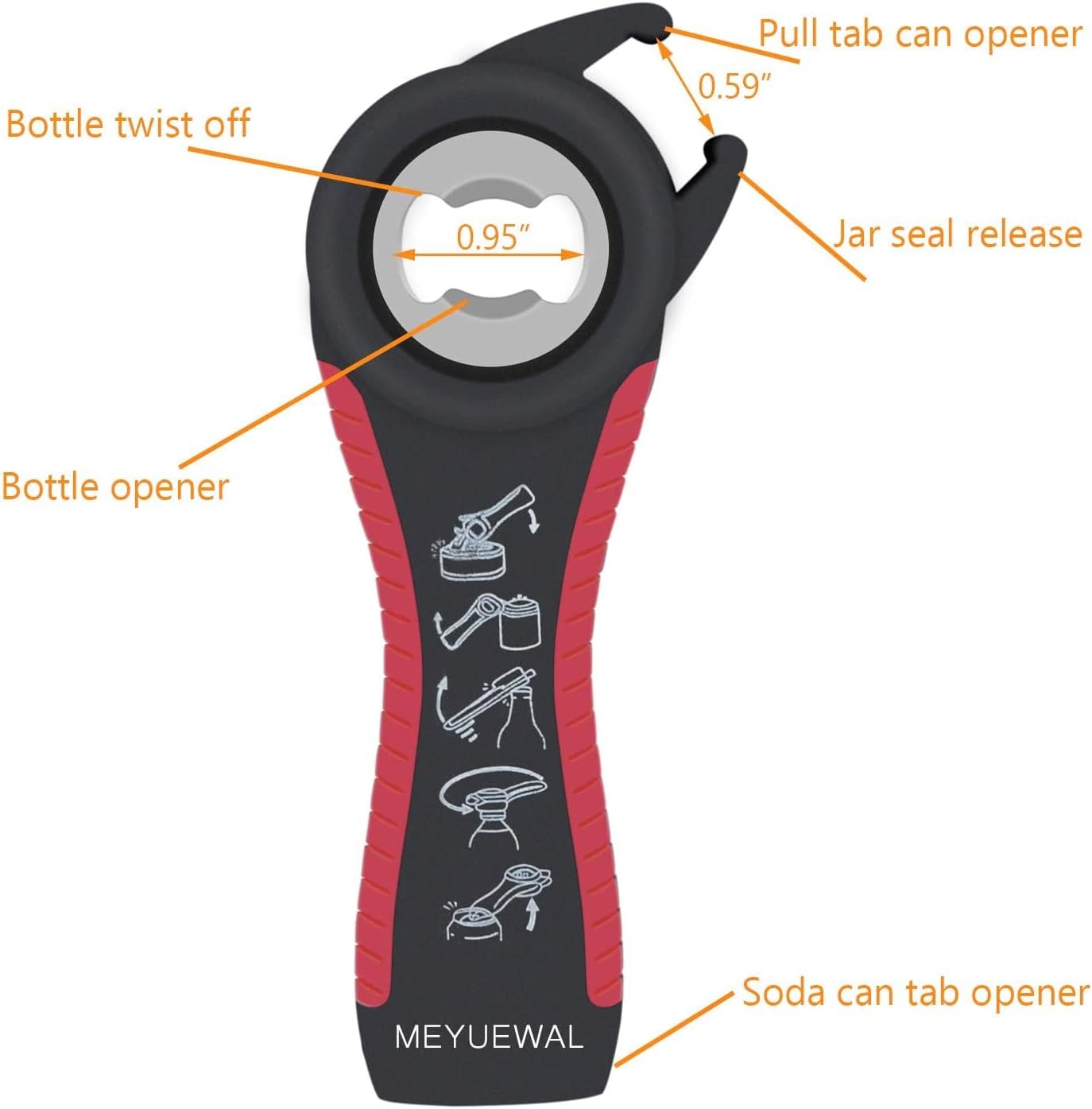 Jar Opener, 5 in 1 Multi Function Can Opener Bottle Opener Kit