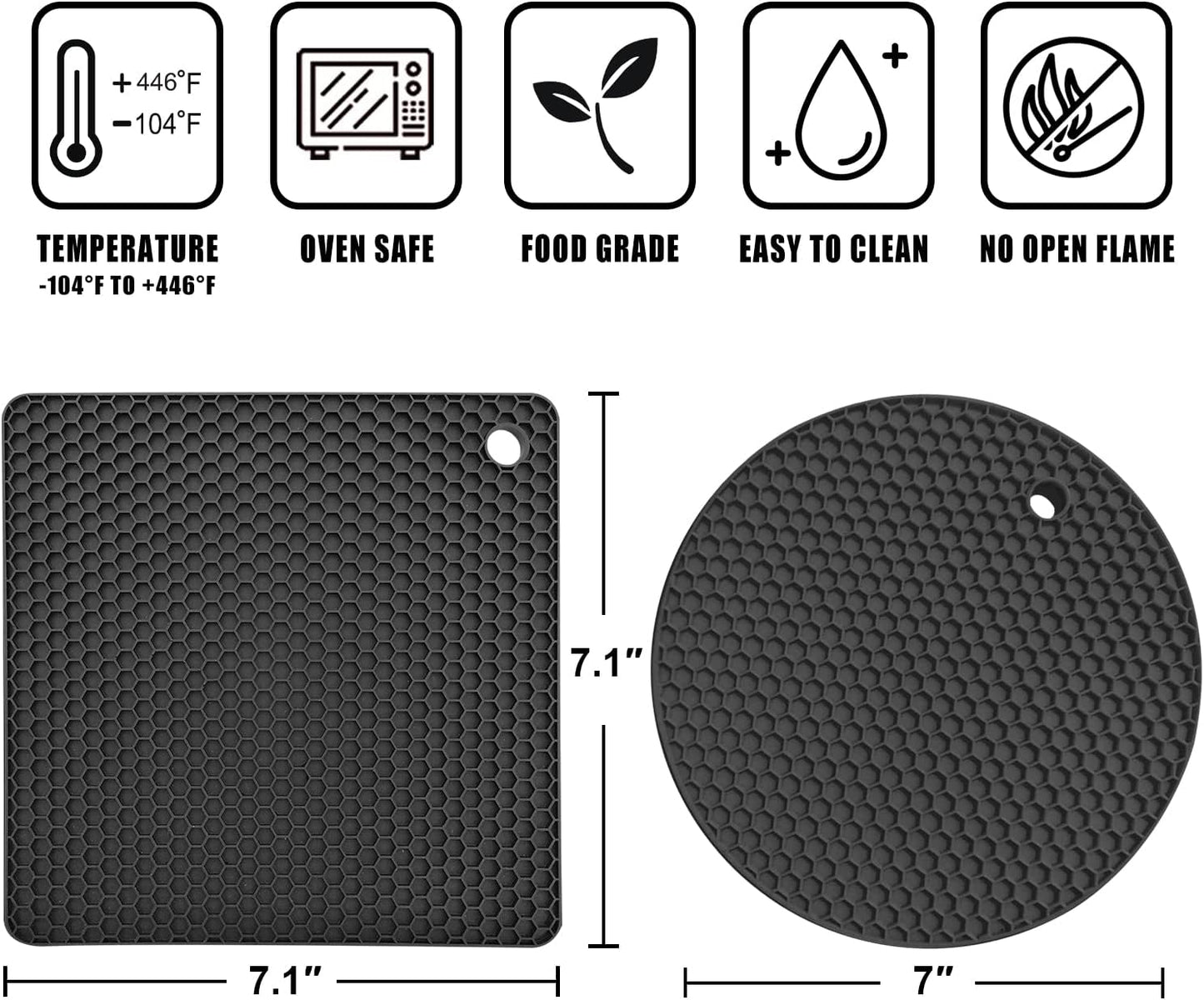 Silicone Trivet Mats - 4 Heat Resistant Non-Slip Hot Pads