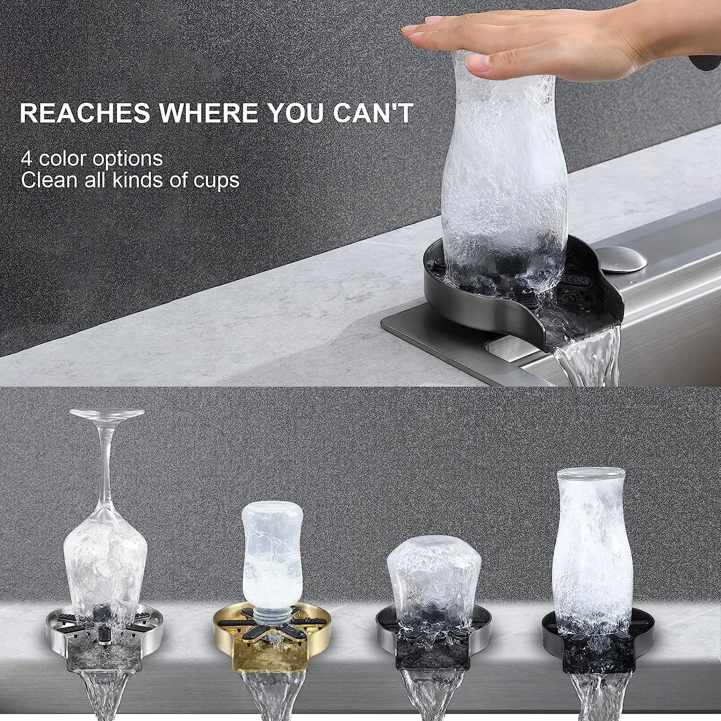 Glass Rinser Cup Bottle Washer Cleaner for Kitchen Sinks